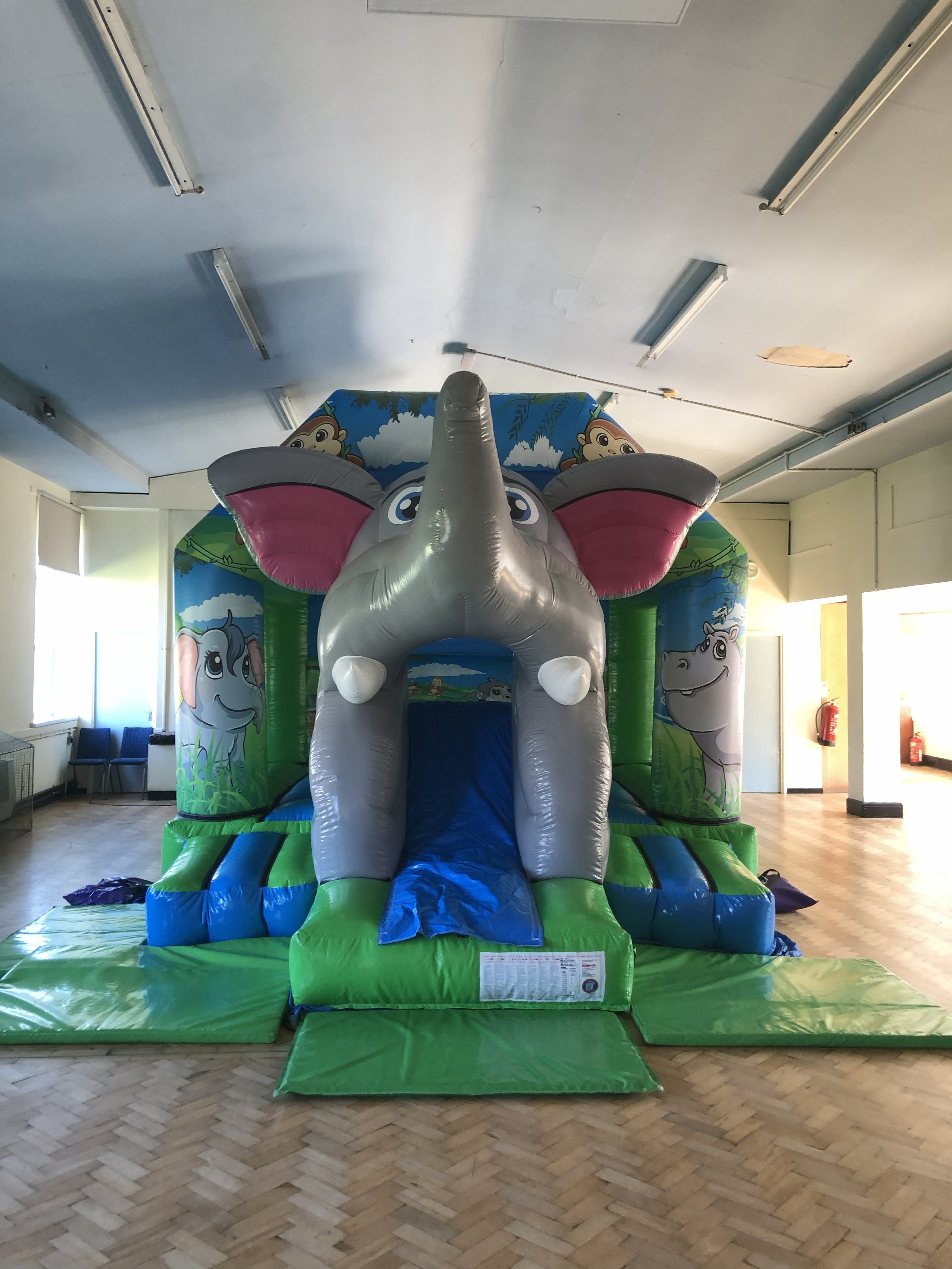 Bouncy castle setup at St Nicholas Church Hall Fleetwood
