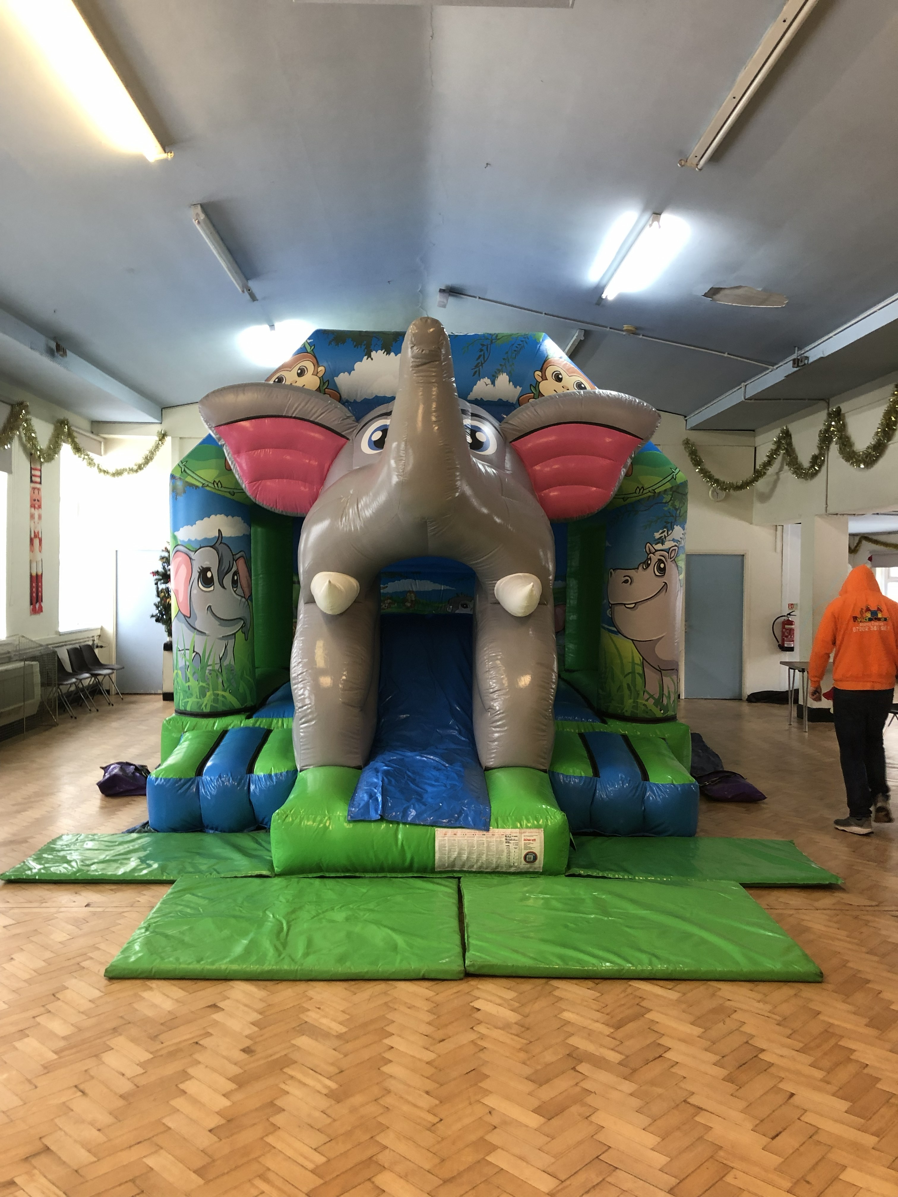 Large inflatable slide for hire in Fleetwood near St Nicholas Church Hall.